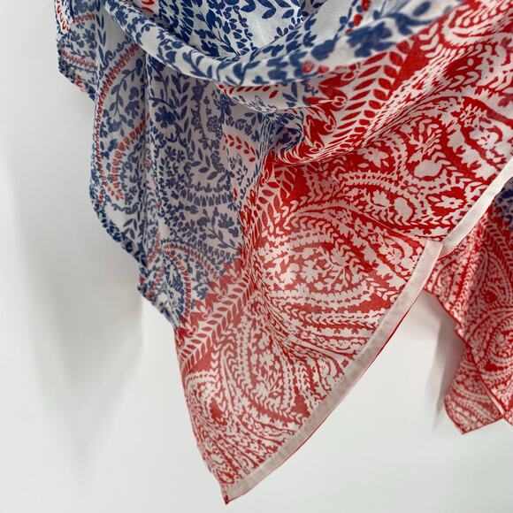 Ariat Shawl Women’s Small Blue & Red Paisley Oversized Lightweight Feminine - Picture 5 of 10